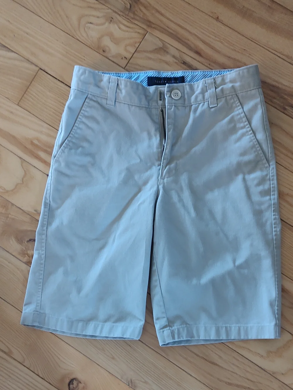 Tommy Hilfiger Boys School Uniform Light Tan Flat-Front  Shorts Size 12